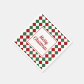 Serviette En Papier Élégant Noël Joyeux Rouge Et Vert (Coin)