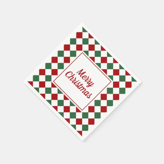 Serviette En Papier Élégant Noël Joyeux Rouge Et Vert (Coin)