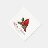 Serviette En Papier Élégant Noël Rouge Cardinal Oiseau Holly (Coin)