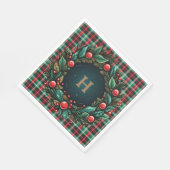 Serviette En Papier Élégant Noël rouge et vert plaid (Coin)