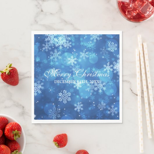 Serviette En Papier Élégant Noël Sparkle Blue (En situation)