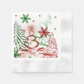 Serviette En Papier Élégant Noël, Vacances, Rouge et Vert (Devant)