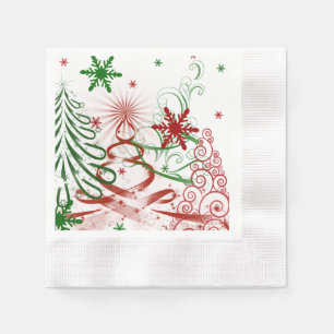 Serviette En Papier Élégant Noël, Vacances, Rouge et Vert