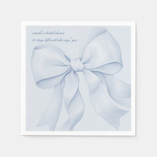 Serviette En Papier Élégant nœud bleu poussiéreux pour mariage  (Devant)