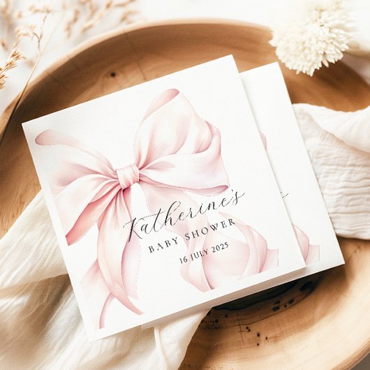 Serviette En Papier  Élégant Nœud Rose Bébé Shower de Mariage