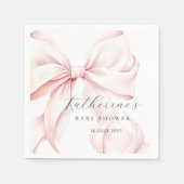 Serviette En Papier  Élégant Nœud Rose Bébé Shower de Mariage (Devant)