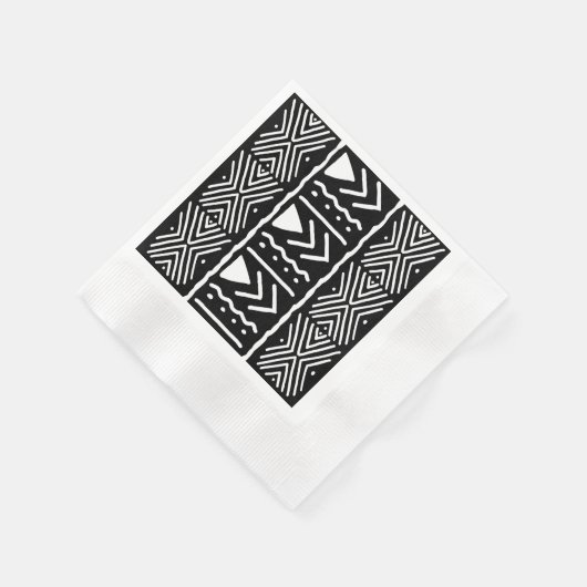 Serviette En Papier Élégant noir africain Bogolan Design Papier Napkin (Coin)