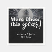 Serviette En Papier Elégant noir argent blanc Mariage du Nouvel An (Devant)