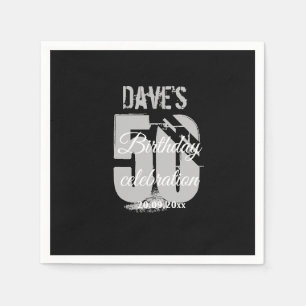 Serviette En Papier Elégant noir & blanc 50e N'importe quel âge fêt