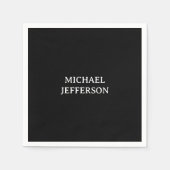 Serviette En Papier Élégant noir blanc clair personnalisé (Devant)