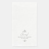 Serviette En Papier Elégant noir & blanc Mariage Feuille Botanique (Devant)