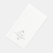 Serviette En Papier Elégant noir & blanc Mariage Feuille Botanique (Coin)