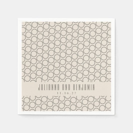 Serviette En Papier Elégant Noir Blanc Mid-Century Mod Mariage Personn (Devant)
