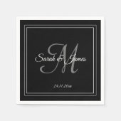 Serviette En Papier Élégant noir blanc Monogramme papier Mariage Napki (Devant)