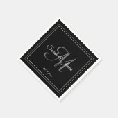 Serviette En Papier Élégant noir blanc Monogramme papier Mariage Napki (Coin)