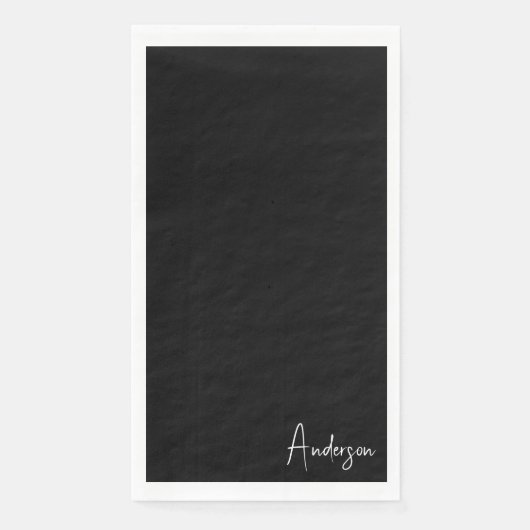 Serviette En Papier Elégant noir & blanc Nom Papier Serviettes clients (Devant)