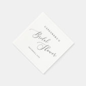 Serviette En Papier Élégant noir blanc Script Fête des mariées simple (Coin)