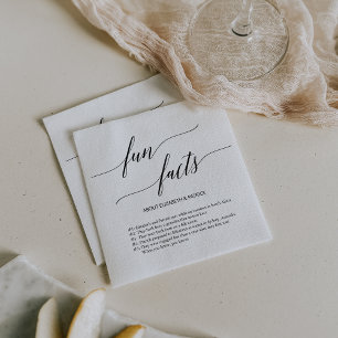 Serviette En Papier Élégant Noir Calligraphie Fun Faits Mariage