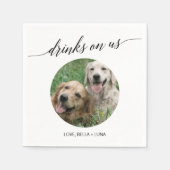 Serviette En Papier Élégant noir Calligraphie Mariage Chien Cocktail (Devant)