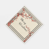 Serviette En Papier Elégant noir & crème avec baies rouges Noël (Coin)