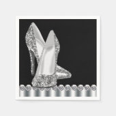 Serviette En Papier Elégant noir et argent Parties scintillant haute t (Devant)