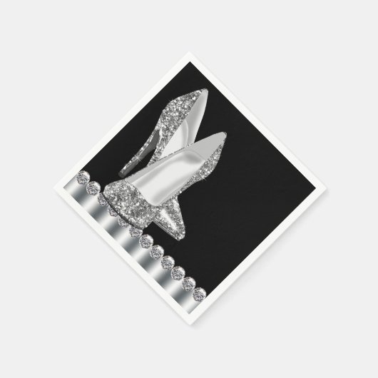 Serviette En Papier Elégant noir et argent Parties scintillant haute t (Coin)