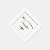 Serviette En Papier Elégant noir et blanc 90e Anniversaire Papier (Coin)