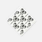 Serviette En Papier Élégant noir et blanc Damas (Coin)