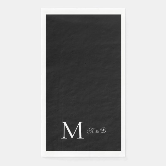 Serviette En Papier Élégant noir et blanc Monogramme Papier serviettes (Devant)