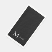 Serviette En Papier Élégant noir et blanc Monogramme Papier serviettes (Coin)