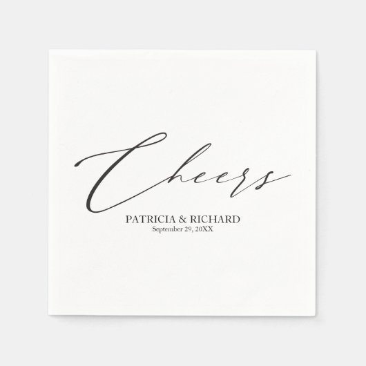 Serviette En Papier Élégant Noir Et Blanc Serviettes Mariages (Devant)