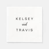 Serviette En Papier Élégant noir et blanc Simple Mariage moderne (Devant)