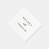 Serviette En Papier Élégant noir et blanc Simple Mariage moderne (Coin)