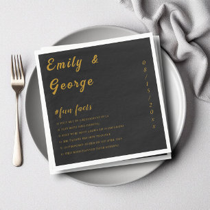 Serviette En Papier Élégant Noir Et Or Classé Fun Facts Mariage