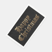 Serviette En Papier Elégant Noir et Or Joyeux Noël (Coin)