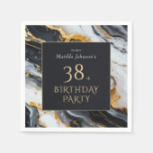 Serviette En Papier Elégant Noir et Or N'importe quel âge fête d'anniv (Devant)