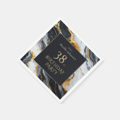Serviette En Papier Elégant Noir et Or N'importe quel âge fête d'anniv (Coin)