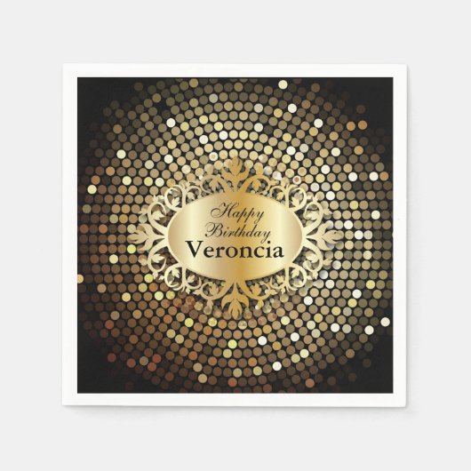 Serviette En Papier Elégant Noir et Or Personnaliser (Devant)