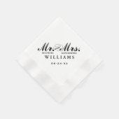 Serviette En Papier Élégant Noir M. et Mme Monogramme de mariage perso (Coin)