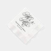 Serviette En Papier Élégant noir M et Mme Script Monogramme personnali (Coin)