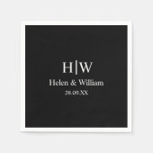 Serviette En Papier Élégant noir minimal chic Mariage personnalisé (Devant)