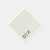 Serviette En Papier Élégant Noir minimaliste Initiales Monogrammes (Coin)