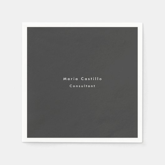 Serviette En Papier Élégant noir minimaliste moderne (Devant)