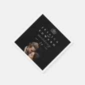 Serviette En Papier Élégant noir noir blanc Monogramme Mariage photo (Coin)