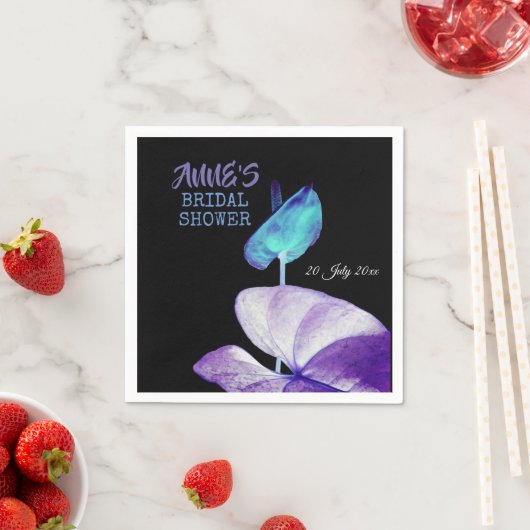 Serviette En Papier Élégant noir, papier Fête des mariées Napkin (En situation)