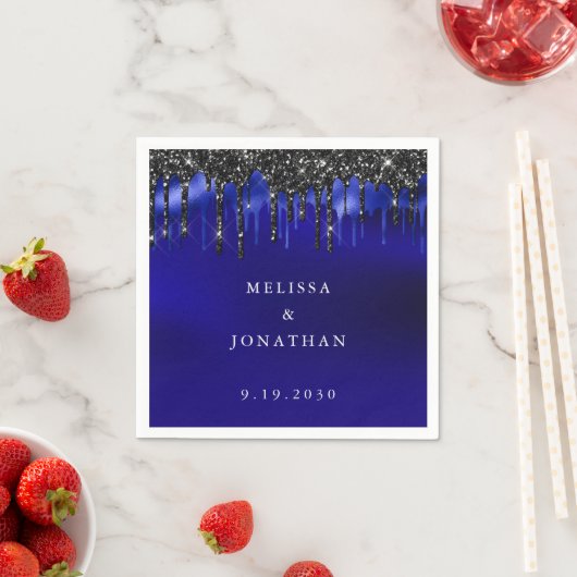 Serviette En Papier Elégant noir Parties scintillant  Drivers Mariage  (En situation)