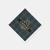 Serviette En Papier Élégant noir plaqué or Monogramme initial (Coin)