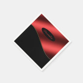Serviette En Papier Elégant Noir Rouge Design élégant Wave Personnalis (Coin)