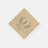 Serviette En Papier Elégant nom de famille rustique monogrammed (Coin)