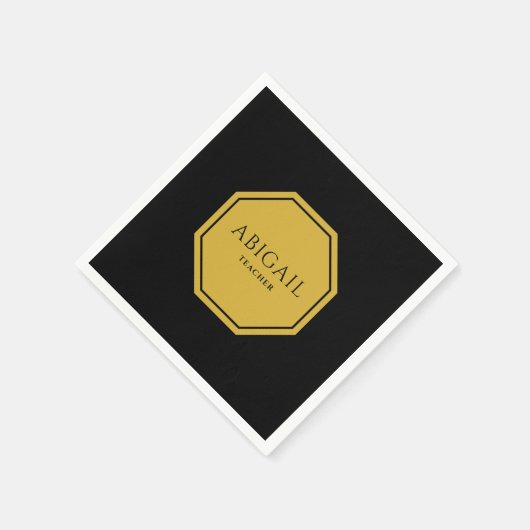 Serviette En Papier Élégant Nom Personnalisé et Titre Standard Cocktai (Coin)